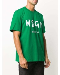 grünes bedrucktes T-Shirt mit einem Rundhalsausschnitt von MSGM