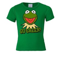 grünes bedrucktes T-Shirt mit einem Rundhalsausschnitt von Logoshirt