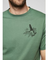 grünes bedrucktes T-Shirt mit einem Rundhalsausschnitt von Mango Man