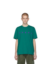 grünes bedrucktes T-Shirt mit einem Rundhalsausschnitt von Marni