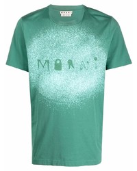 grünes bedrucktes T-Shirt mit einem Rundhalsausschnitt von Marni