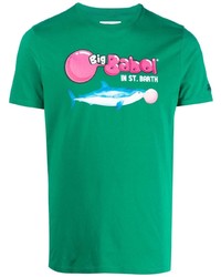 grünes bedrucktes T-Shirt mit einem Rundhalsausschnitt von MC2 Saint Barth