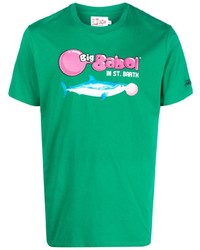 grünes bedrucktes T-Shirt mit einem Rundhalsausschnitt von MC2 Saint Barth