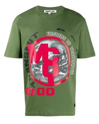 grünes bedrucktes T-Shirt mit einem Rundhalsausschnitt von McQ Alexander McQueen