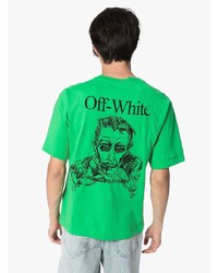 grünes bedrucktes T-Shirt mit einem Rundhalsausschnitt von Off-White