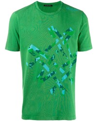 grünes bedrucktes T-Shirt mit einem Rundhalsausschnitt von Mr & Mrs Italy