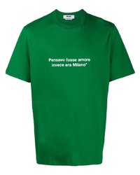 grünes bedrucktes T-Shirt mit einem Rundhalsausschnitt von MSGM