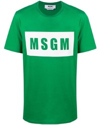 grünes bedrucktes T-Shirt mit einem Rundhalsausschnitt von MSGM