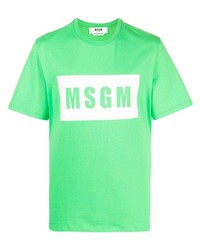 grünes bedrucktes T-Shirt mit einem Rundhalsausschnitt von MSGM