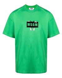 grünes bedrucktes T-Shirt mit einem Rundhalsausschnitt von MSGM