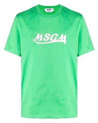 grünes bedrucktes T-Shirt mit einem Rundhalsausschnitt von MSGM