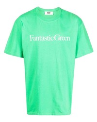 grünes bedrucktes T-Shirt mit einem Rundhalsausschnitt von MSGM