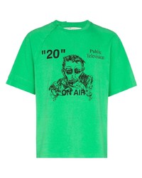 grünes bedrucktes T-Shirt mit einem Rundhalsausschnitt von Off-White