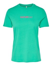 grünes bedrucktes T-Shirt mit einem Rundhalsausschnitt von Only