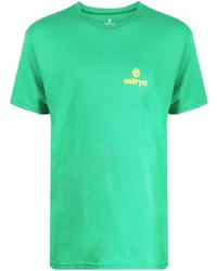 grünes bedrucktes T-Shirt mit einem Rundhalsausschnitt von Ostrya
