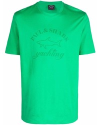 grünes bedrucktes T-Shirt mit einem Rundhalsausschnitt von Paul & Shark