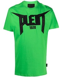 grünes bedrucktes T-Shirt mit einem Rundhalsausschnitt von Philipp Plein