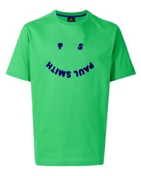 grünes bedrucktes T-Shirt mit einem Rundhalsausschnitt von PS Paul Smith