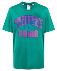 grünes bedrucktes T-Shirt mit einem Rundhalsausschnitt von Puma