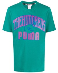 grünes bedrucktes T-Shirt mit einem Rundhalsausschnitt von Puma