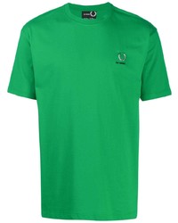 grünes bedrucktes T-Shirt mit einem Rundhalsausschnitt von Raf Simons X Fred Perry