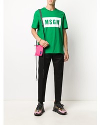 grünes bedrucktes T-Shirt mit einem Rundhalsausschnitt von MSGM