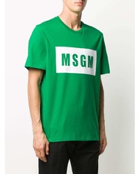 grünes bedrucktes T-Shirt mit einem Rundhalsausschnitt von MSGM