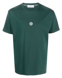 grünes bedrucktes T-Shirt mit einem Rundhalsausschnitt von Stone Island