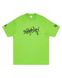 grünes bedrucktes T-Shirt mit einem Rundhalsausschnitt von Supreme