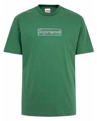 grünes bedrucktes T-Shirt mit einem Rundhalsausschnitt von Supreme