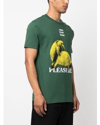 grünes bedrucktes T-Shirt mit einem Rundhalsausschnitt von Pleasures