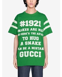 grünes bedrucktes T-Shirt mit einem Rundhalsausschnitt von Gucci