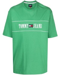 grünes bedrucktes T-Shirt mit einem Rundhalsausschnitt von Tommy Jeans