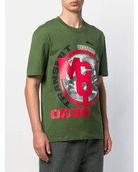 grünes bedrucktes T-Shirt mit einem Rundhalsausschnitt von McQ Alexander McQueen