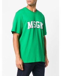 grünes bedrucktes T-Shirt mit einem Rundhalsausschnitt von MSGM