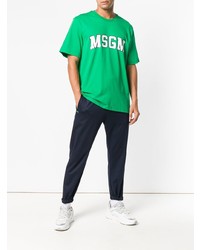 grünes bedrucktes T-Shirt mit einem Rundhalsausschnitt von MSGM