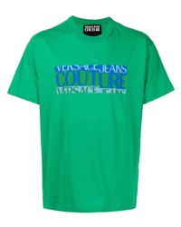 grünes bedrucktes T-Shirt mit einem Rundhalsausschnitt von VERSACE JEANS COUTURE