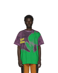 grünes bedrucktes T-Shirt mit einem Rundhalsausschnitt von Vyner Articles