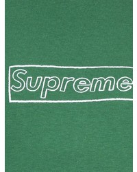 grünes bedrucktes T-Shirt mit einem Rundhalsausschnitt von Supreme