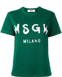 grünes bedrucktes T-shirt von MSGM