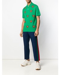 grünes besticktes Polohemd von Gucci