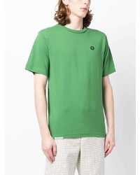 grünes besticktes T-Shirt mit einem Rundhalsausschnitt von AAPE BY A BATHING APE