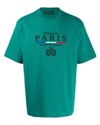 grünes besticktes T-Shirt mit einem Rundhalsausschnitt von Balenciaga