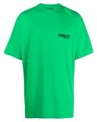 grünes besticktes T-Shirt mit einem Rundhalsausschnitt von Balenciaga