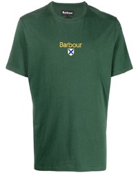 grünes besticktes T-Shirt mit einem Rundhalsausschnitt von Barbour