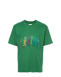 grünes besticktes T-Shirt mit einem Rundhalsausschnitt von Doublet