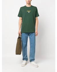 grünes besticktes T-Shirt mit einem Rundhalsausschnitt von Barbour