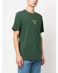 grünes besticktes T-Shirt mit einem Rundhalsausschnitt von Barbour