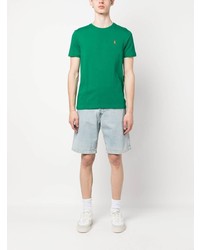 grünes besticktes T-Shirt mit einem Rundhalsausschnitt von Polo Ralph Lauren