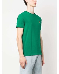 grünes besticktes T-Shirt mit einem Rundhalsausschnitt von Polo Ralph Lauren